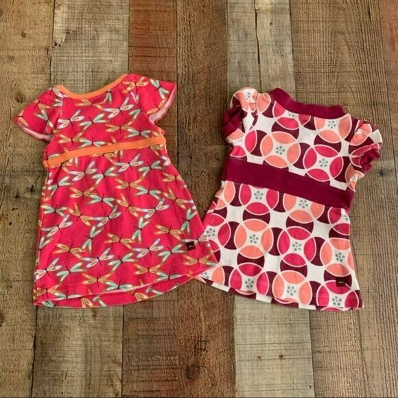 Tea Infants Dresses Set Of Two 3-6M Dragon Fly Collared Geometerical Colorful - Picture 10 of 10
